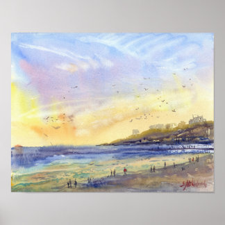 Poster Costa de Inverno de Odesa e Guachuras em Aquarela