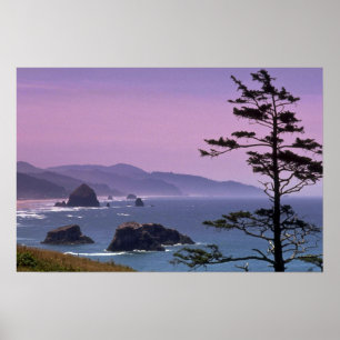 Poster Costa de Oregon, parque estadual de Ecola, Oregon