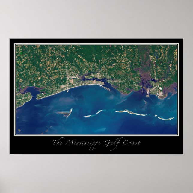 Póster Costa do Golfo de Mississippi do Mapa do Satélite  (Frente)