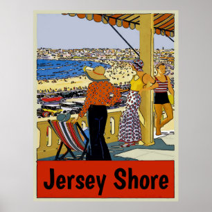 Poster Costa do jérsei do vintage