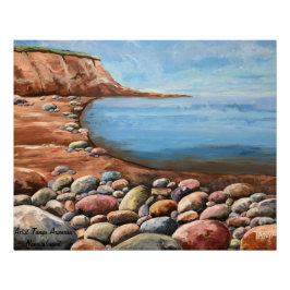 Póster Costa do Mar Azul Pintado à Mão