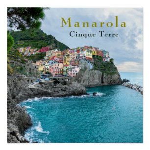 Póster Costa do Mar Cinque Terre Manarola Riomaggiore Itá