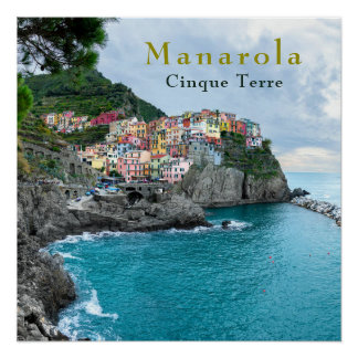 Póster Costa do Mar Cinque Terre Manarola Riomaggiore Itá