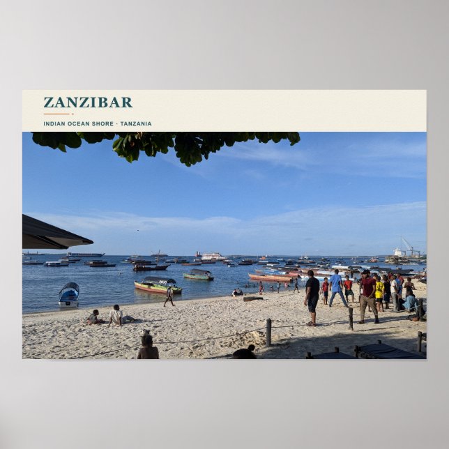 Poster Costa do Oceano Índico de Zanzibar (Frente)