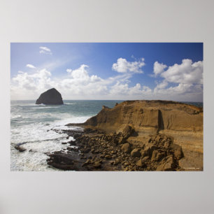 Póster Costa do Pacífico rochosa de Oregon na cidade