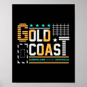 Poster Costa Dourada Queensland Austrália Desenho de Viag