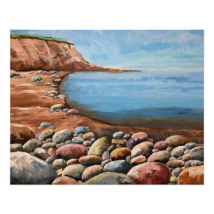 Póster Costa marítima rochas vista para o oceano bonita b