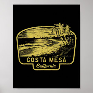 Poster Costa Mesa Califórnia Praia Surf Vintage Azul Home