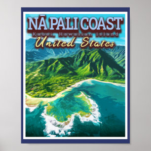 POSTER COSTA NA PALI - ILHA KAUAI - HAWAII