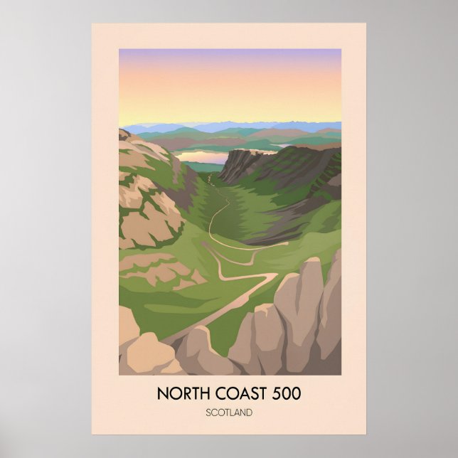 Poster Costa Norte 500 Escócia Bealach na Bà Viagem (Frente)