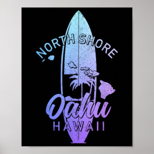 Poster Costa Norte de Oahu Havaí Prancha de Surf Surfista