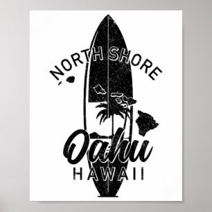 Poster Costa Norte de Oahu Havaí Prancha de Surf Surfista