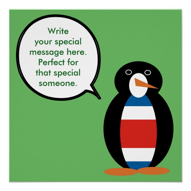 Póster Costa Rica Conversando Sra. Penguin Personalizada (Frente)