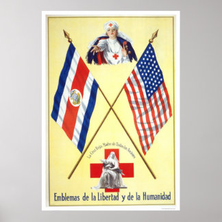 Poster Costa Rica - Emblemas de Liberdade e Humanidade