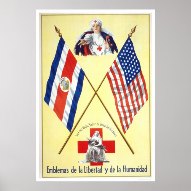 Poster Costa Rica - Emblemas de Liberdade e Humanidade (Frente)