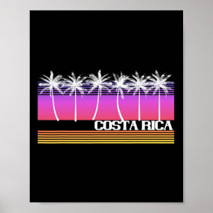 Poster Costa Rica Estilo Retro Ilha de Praia Pôr do Sol V