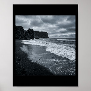 Poster Costa Rochosa Escura Ondas Margem Dramática do Oce