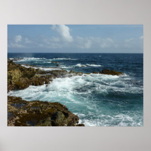 Póster Costa Rocky de Aruba e Oceano Azul