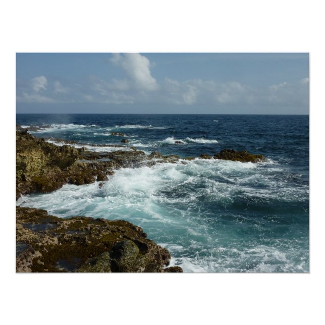 Póster Costa Rocky de Aruba e Oceano Azul (Frente)
