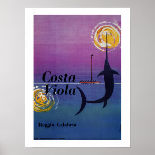 Poster Costa Viola Reggio Calabria vintage viagem italian