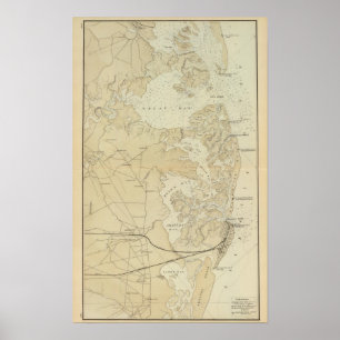 Póster Costeie a seção Tuckerton ao mapa da carta da