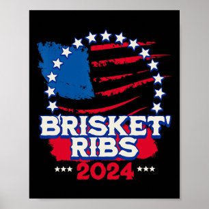 Poster Costelas De Brisket De Churrasco Patrióticas Engra