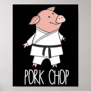 Poster Costeleta de Porco - Porco Engraçado Trocadilho de