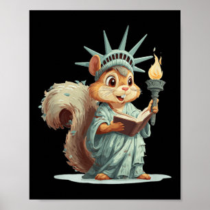 Poster Costume De Esquilo Patriótico Para Amantes Simbóli