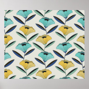 Poster costura de ilustração floral de arte-line do abs