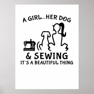 Poster costura Um Cachorro E Costura Para Garota