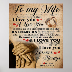 Poster Cota De Amor Para Esposa   Presente para a famíli
