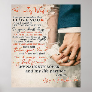 Poster Cota De Amor Para Esposa   Presente para Decoração