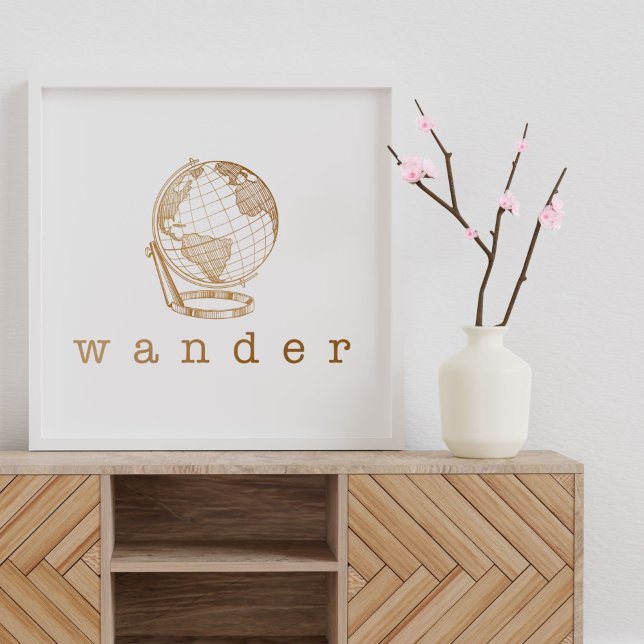 Poster Cota do na moda Dourado Globe Wander para Viagem (Criador carregado)