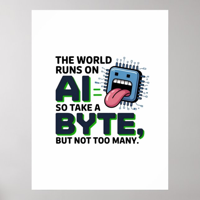 Poster Cota engraçada de Byte AI - Humor do Geek técnico (Frente)