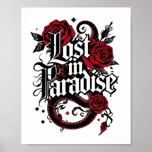 Poster Cota Estilo de Tatuagem Romance Escuro