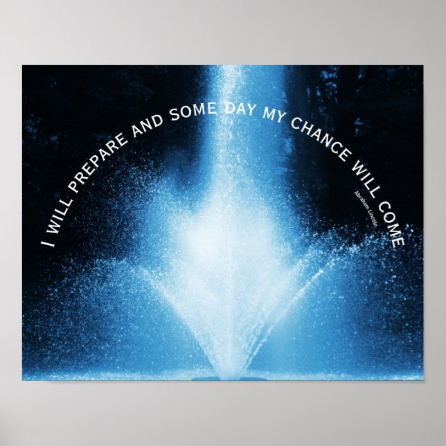 Poster Cota Inspiradora de Fonte de Água Azul (Frente)