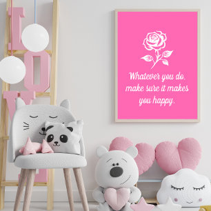 Poster Cota Moderna, Rosa Quente e Rosa Inspiradora