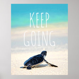Poster Cota Motivacional Continua Indo À Turtle Beach Po