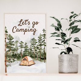 Poster Cota Personalizada Aquarela Acampamento na Naturez