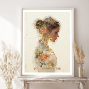 Poster Cota Personalizada Romântica De Mulher Floral Silh