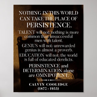 Poster Cotação de "Persistência" do Calvin Coolidge 1