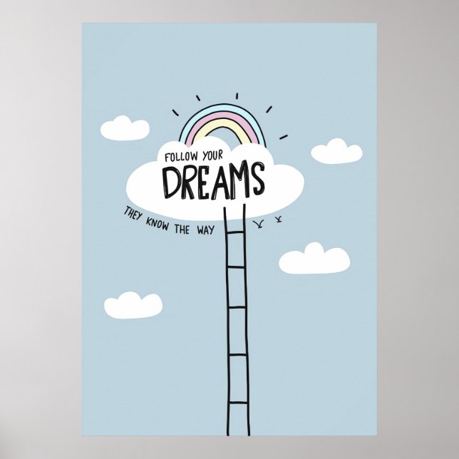 Poster Cotação Felicidade Seguir Seu Céu Sonho (Frente)
