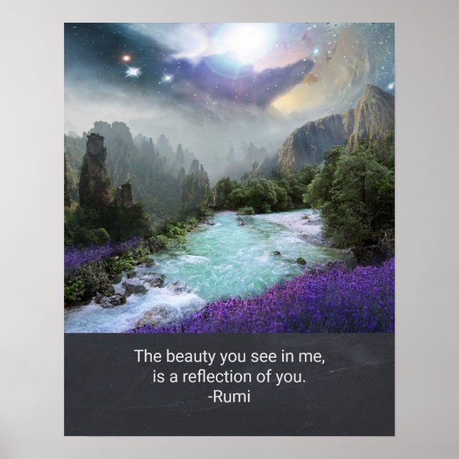 Poster Cotação Inspiração sobre Beleza de Rumi (Frente)