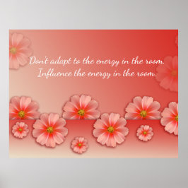 Poster Cotação Inspiracional em Pêssego Suave e Flores Ro