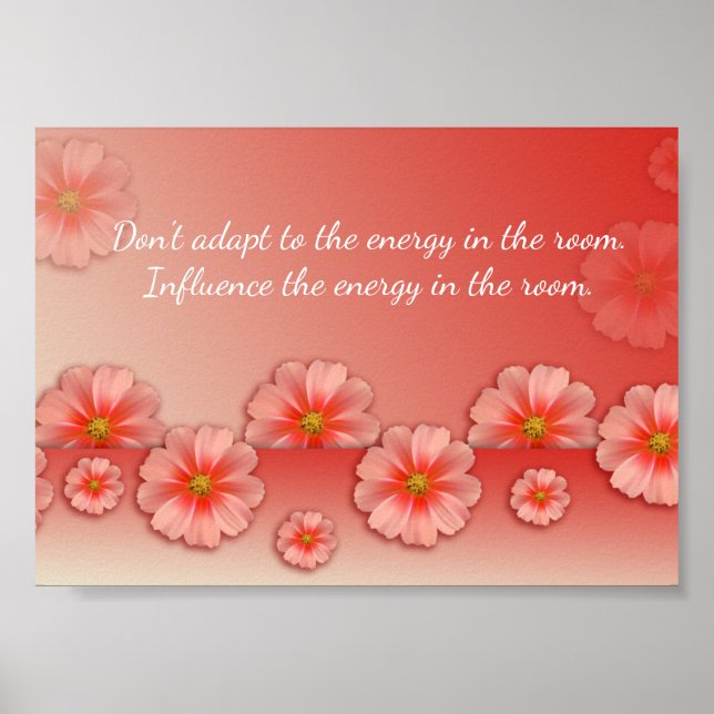 Poster Cotação Inspiracional em Pêssego Suave e Flores Ro (Frente)