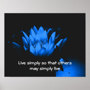 Póster Cotação Inspirativa de Simplicidade de Lotus Azul
