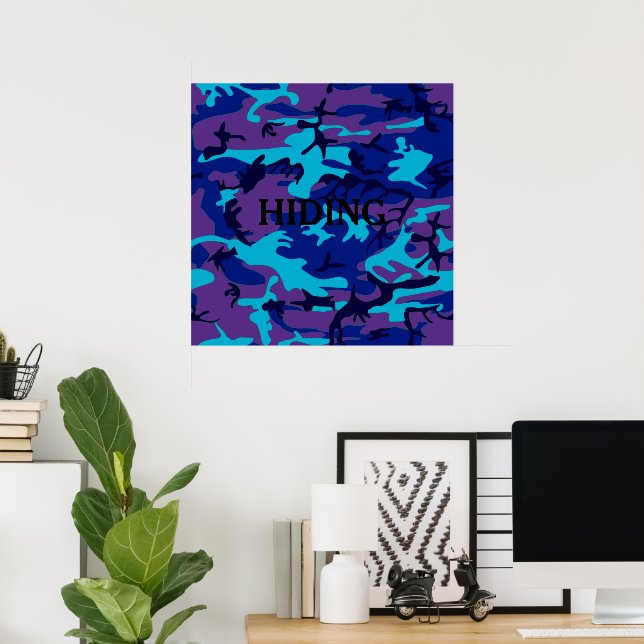 Poster Cotação Personalizada de Camuflagem Azul Escuro e  (Escritório em casa)