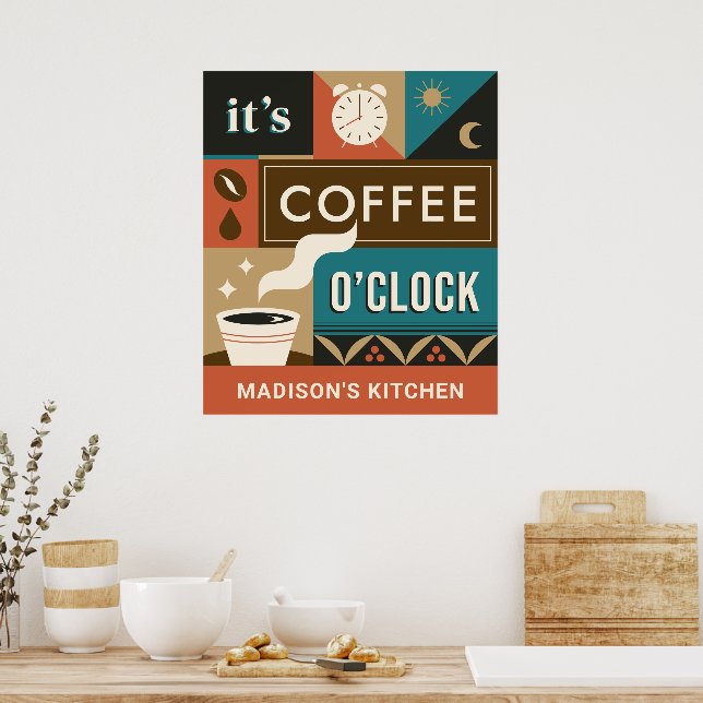 Poster Cotações de Café Coloridas de Nome Personalizado (Cozinha)