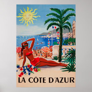 Poster Cote d’Azur France Viagens vintage
