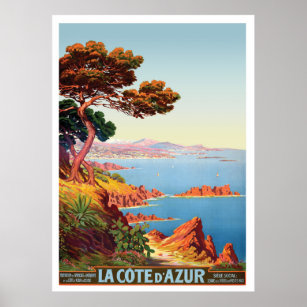 Poster Cote d' Azur, vista na Costa Francesa